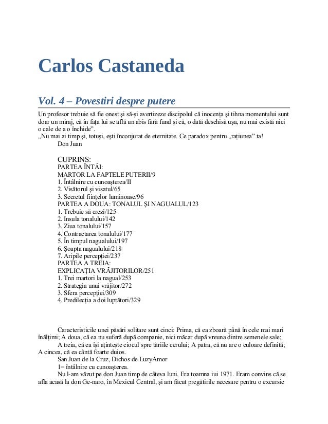 carlos castaneda povestiri despre putere
